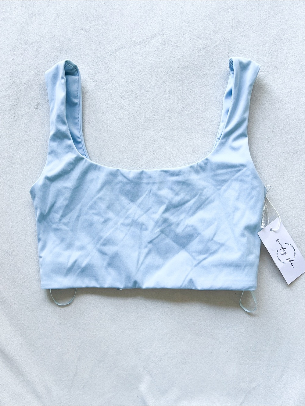 Sunday Skin Scoop Neck Crop Top in Light Blue - XS